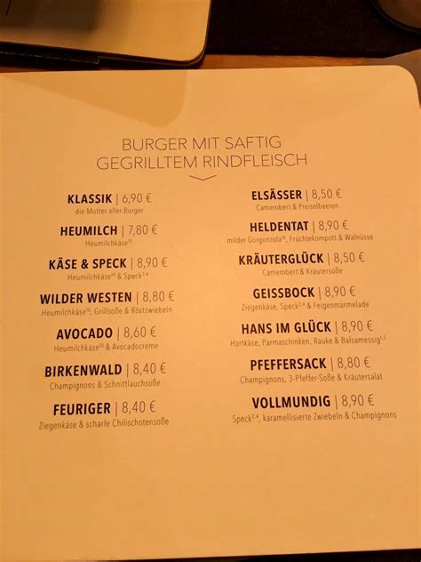 hans im gluck menu|HANS IM GLÜCK